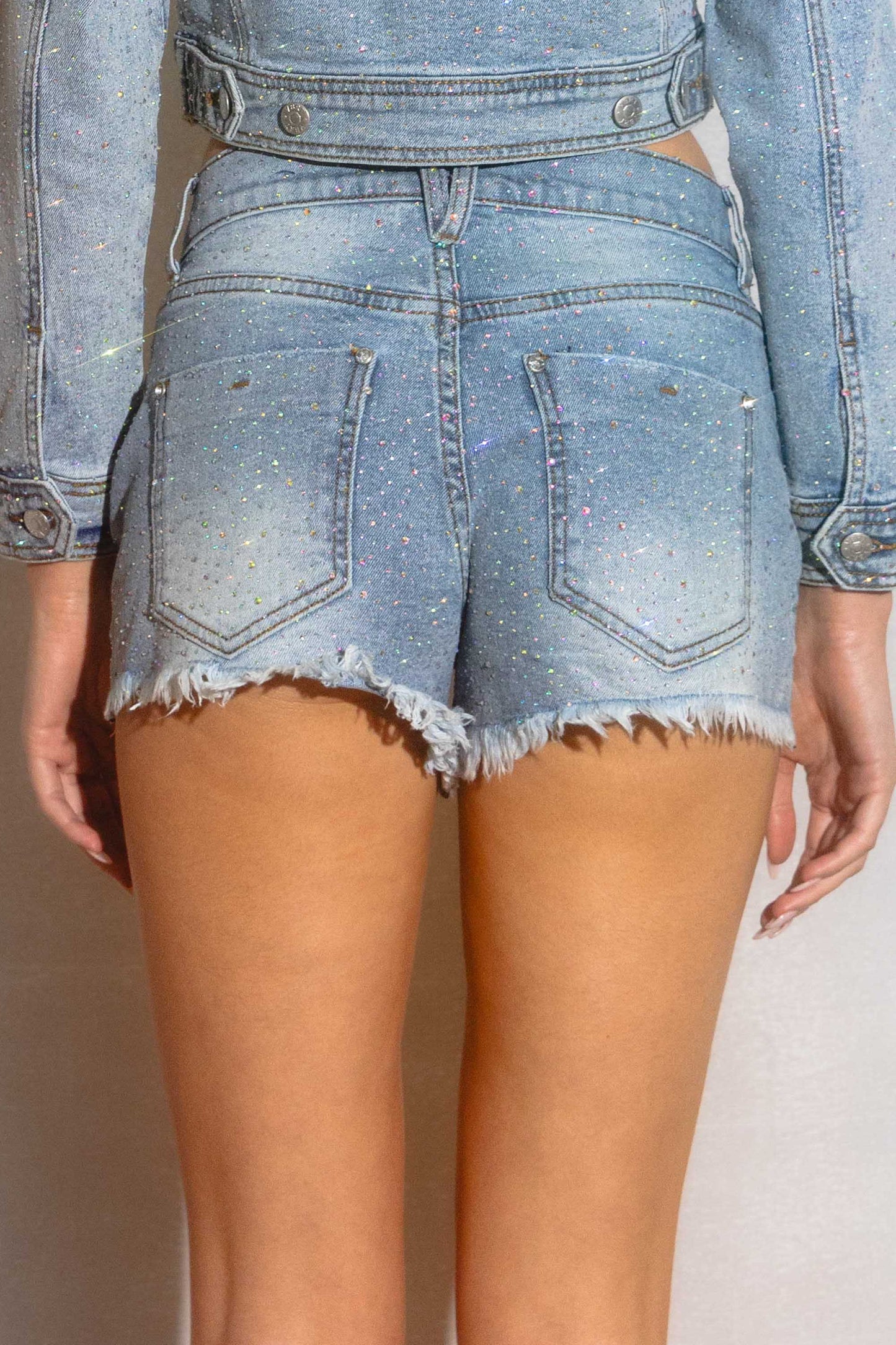 Sasha Iridescent Rhinestone Shorts