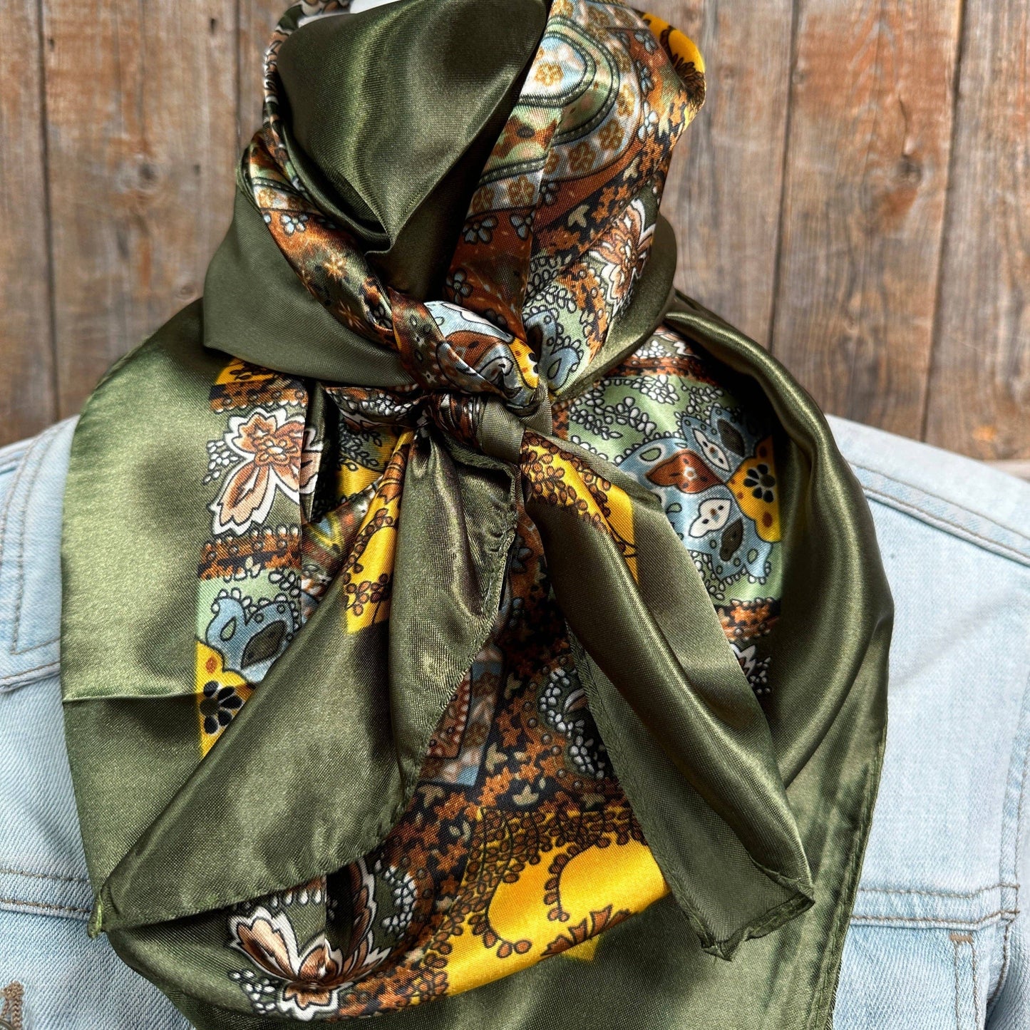 Olive Paisley Wild Rag