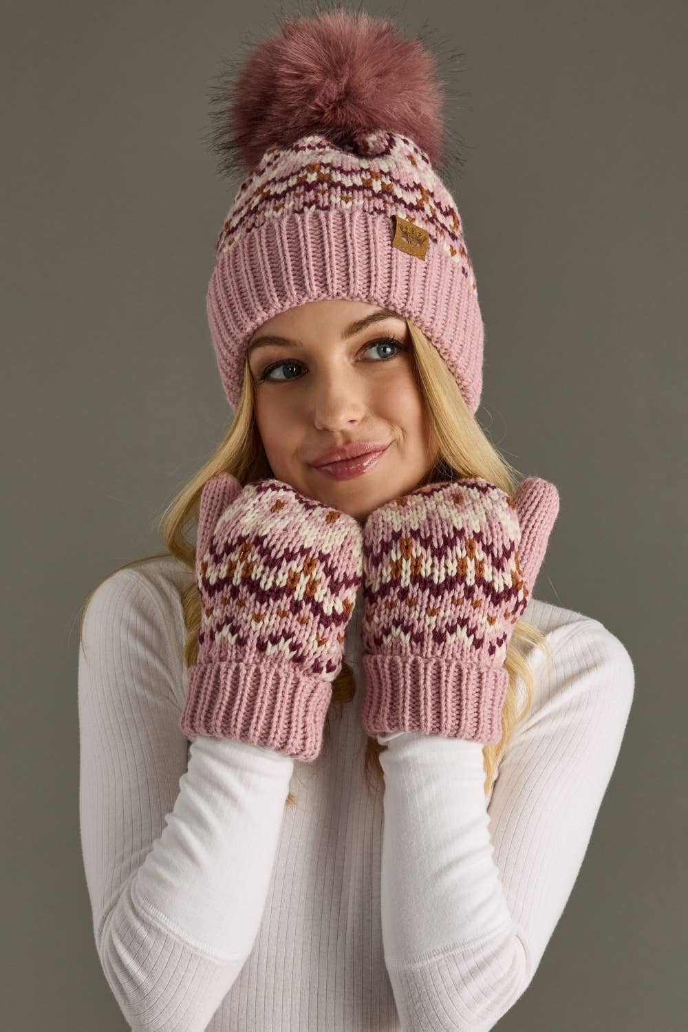 Pink Rust Pom Hat