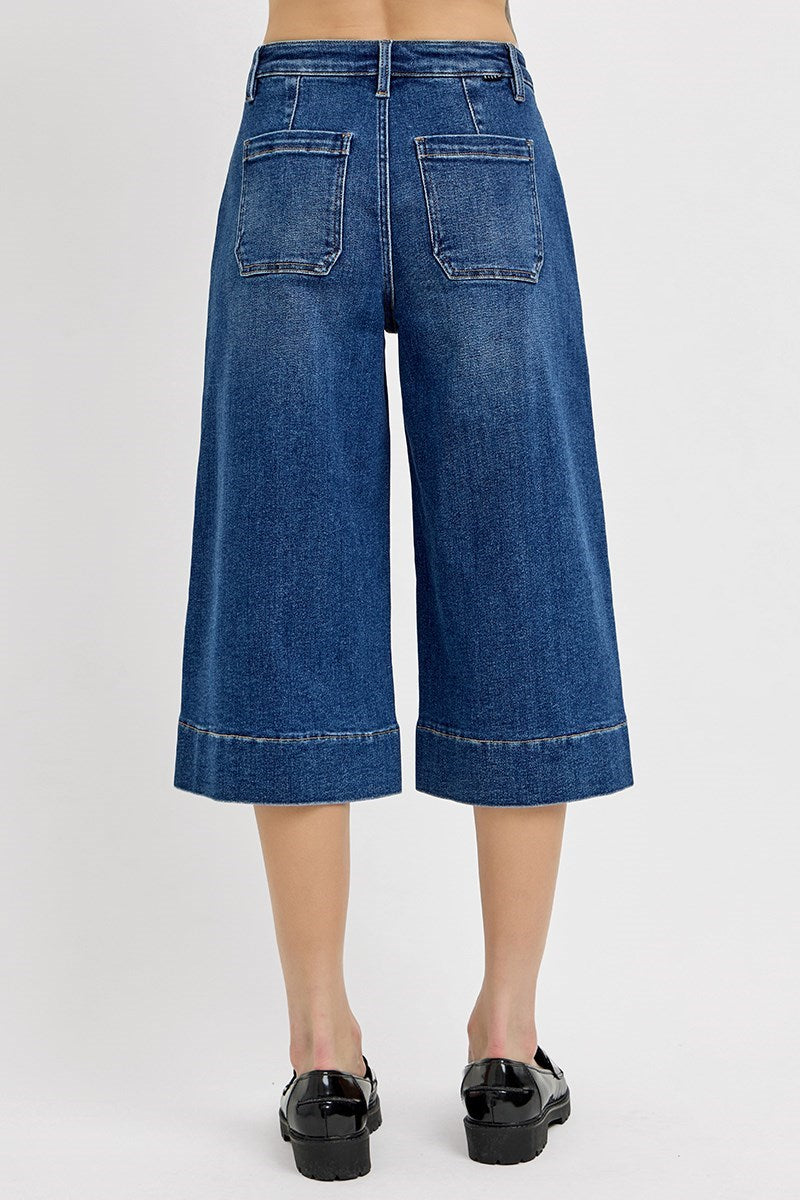 Crop wide-culotte jeans