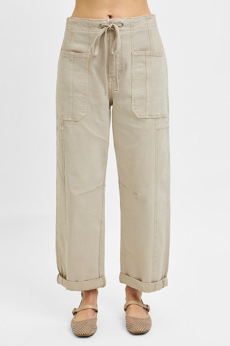 Barrel-cargo cuffed pants