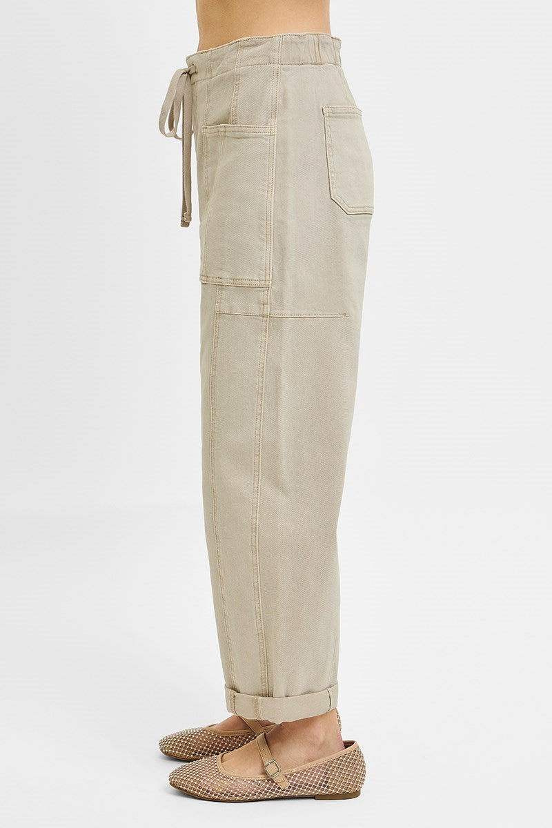 Barrel-cargo cuffed pants