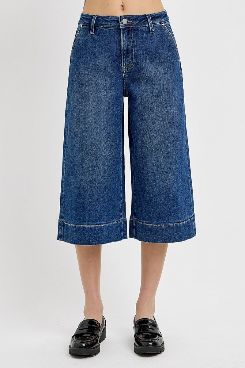 Crop wide-culotte jeans