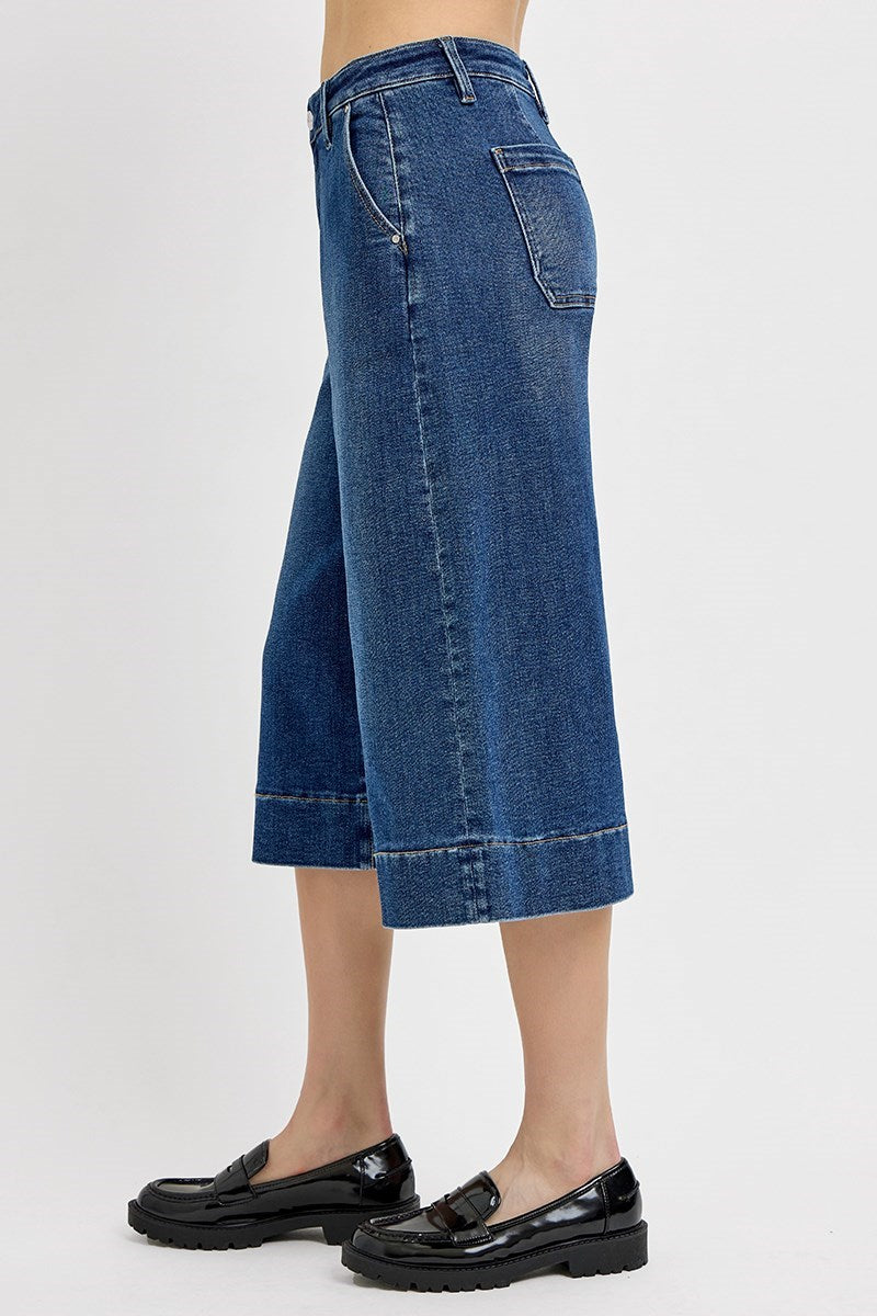 Crop wide-culotte jeans