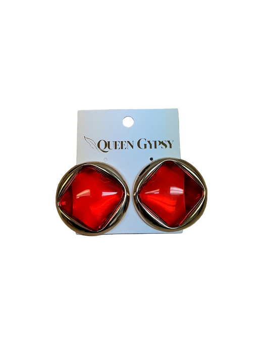 Two shaped red earrings