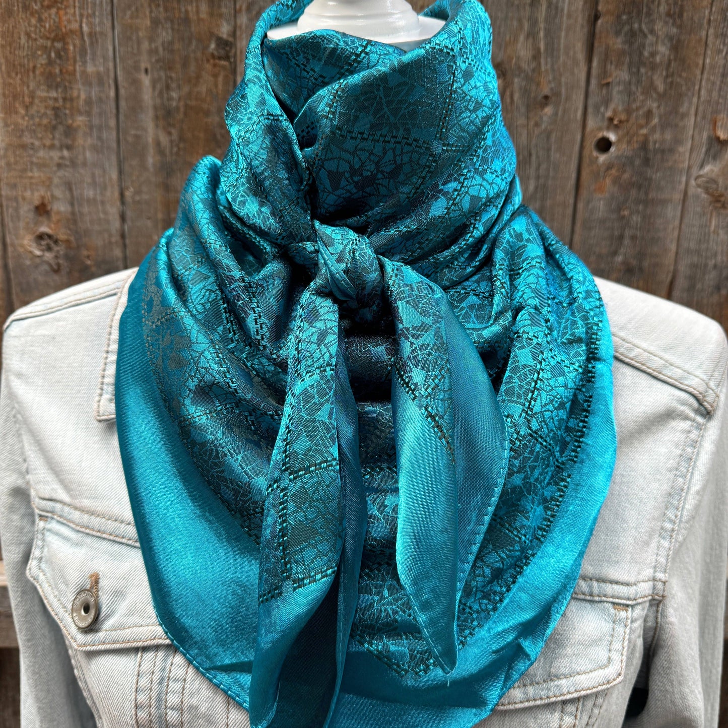 Teal Jacquard Wild Rag