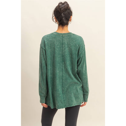 Mineral Washed Drop Shoulder Long Sleeve T-Shirt