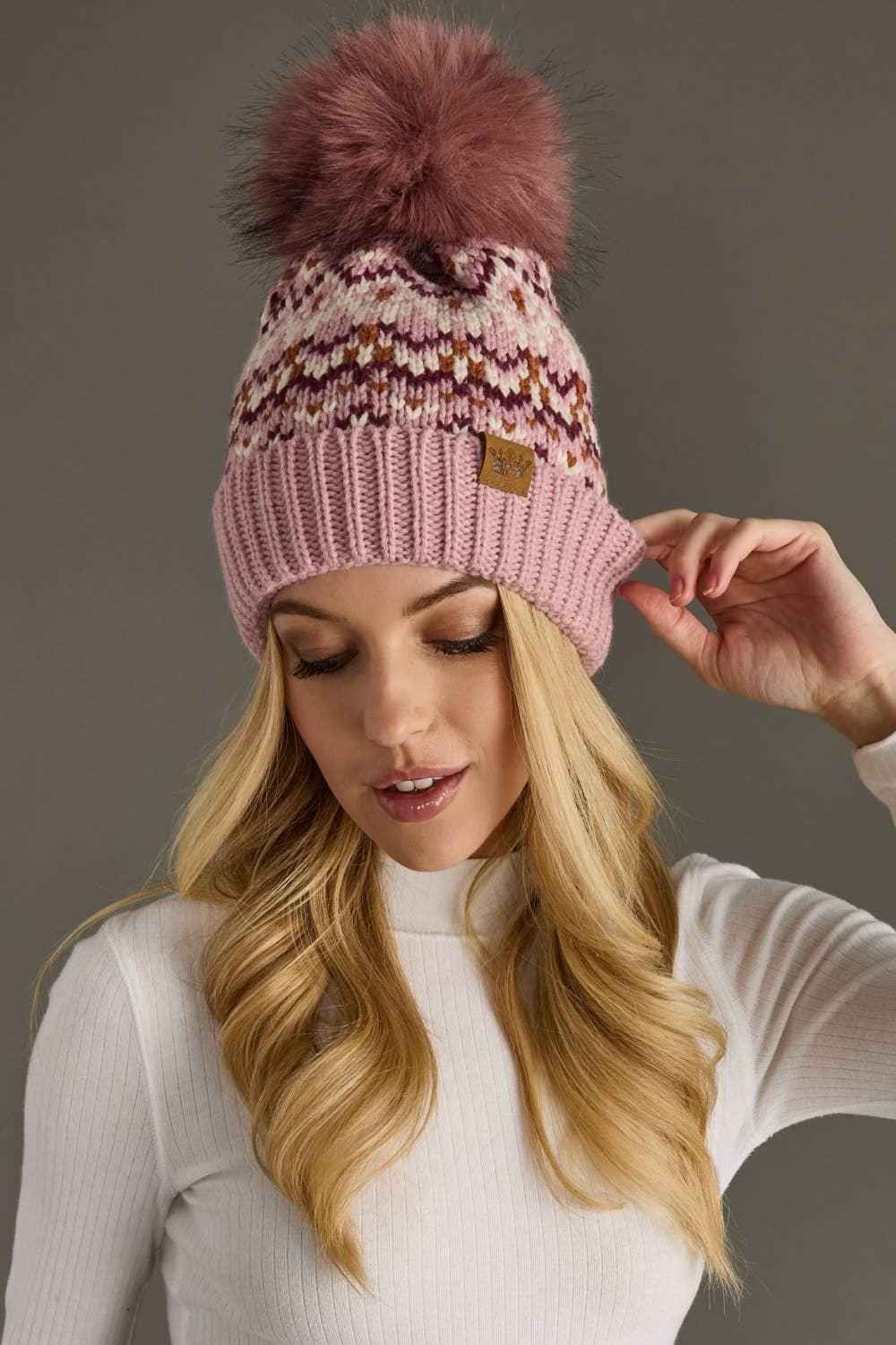Pink Rust Pom Hat