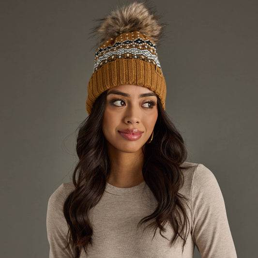 Camel Patterned Pom Hat
