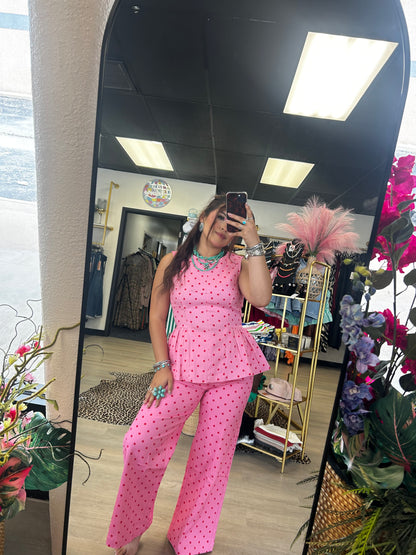 Pink Polka Dot Top