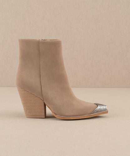 The Zion Cedar Wood | Elegant Western Bootie Metal Toe