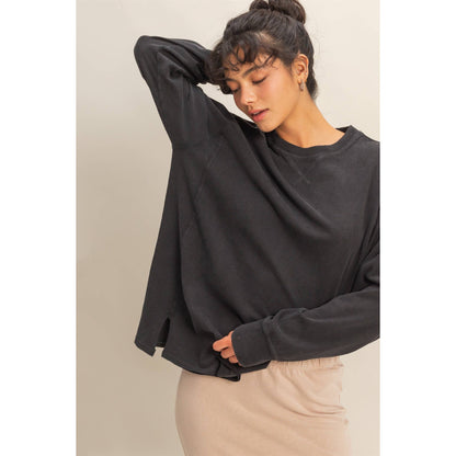 Mineral Washed Drop Shoulder Long Sleeve T-Shirt