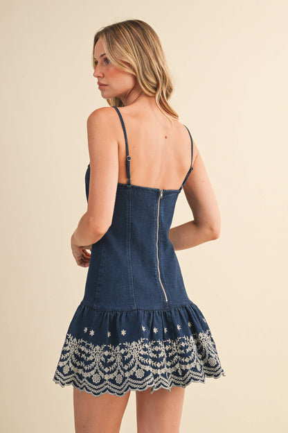 FLORAL POLLY DENIM DRESS