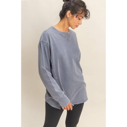 Mineral Washed Drop Shoulder Long Sleeve T-Shirt
