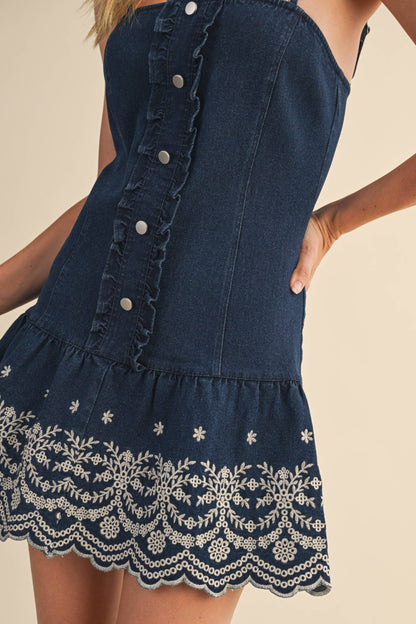 FLORAL POLLY DENIM DRESS