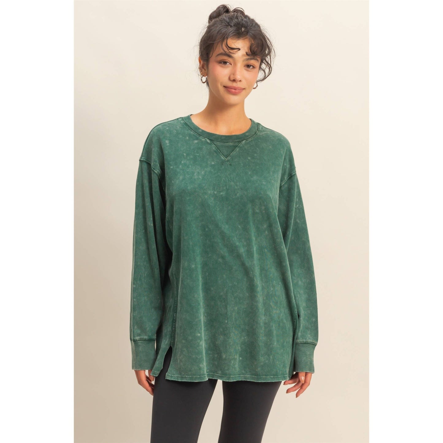 Mineral Washed Drop Shoulder Long Sleeve T-Shirt