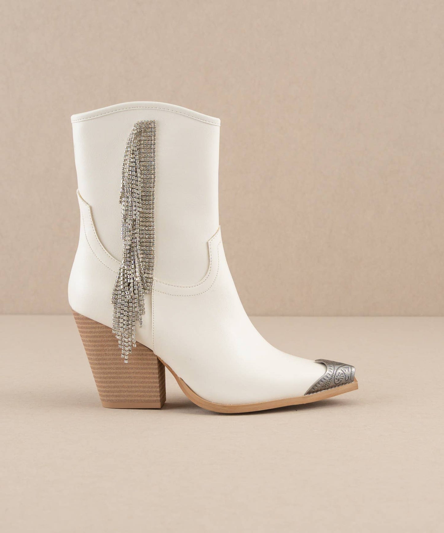 Kai White Rhinestone Fringe Boots