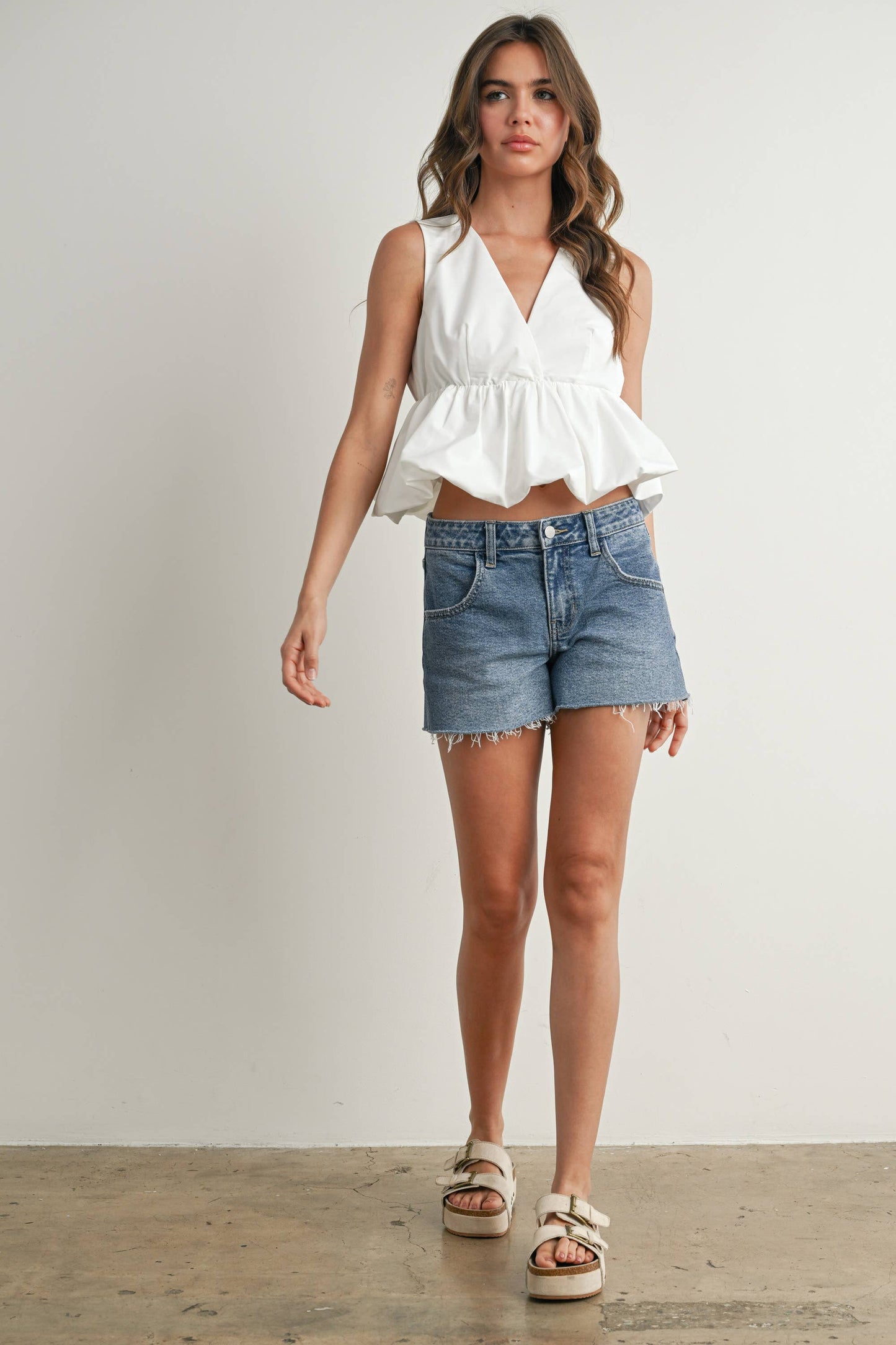 Bubble Hem Peplum Top