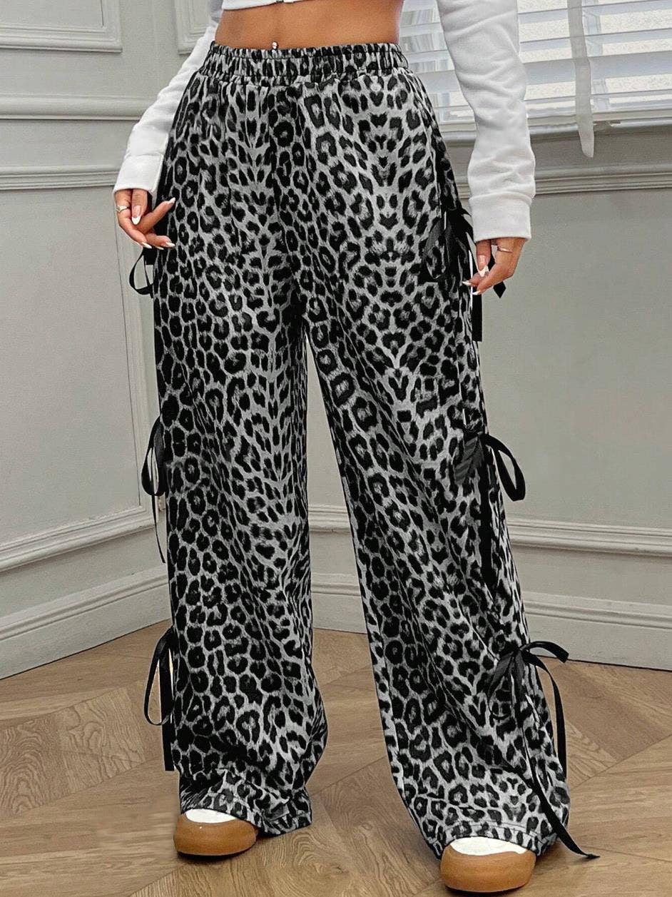 Leopard bow pants