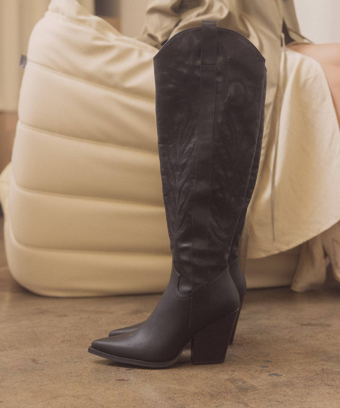 (Copy) The Bronco Black | Knee High Cowboy Western Boot