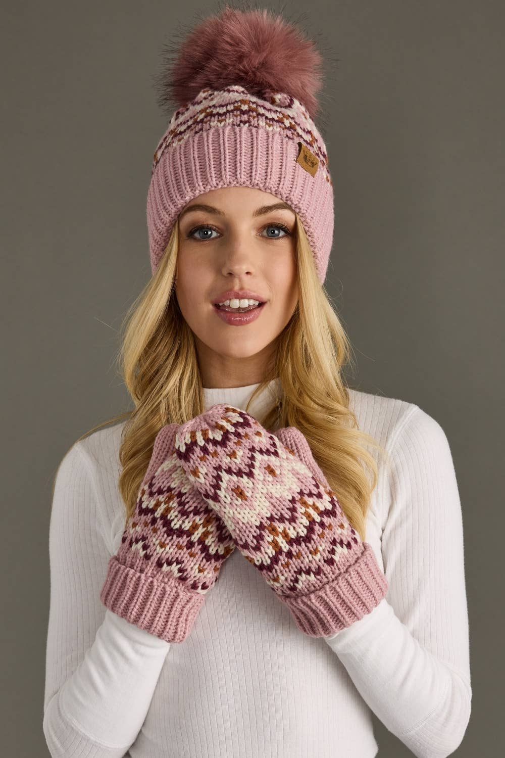 Pink Rust Pom Hat