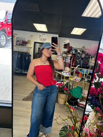 Smocked Ruffle Tube Top