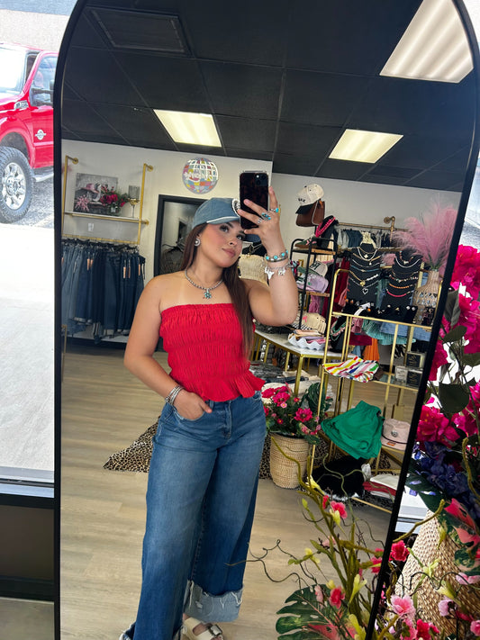 Smocked Ruffle Tube Top