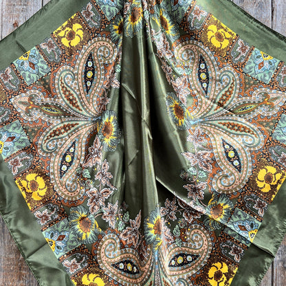 Olive Paisley Wild Rag