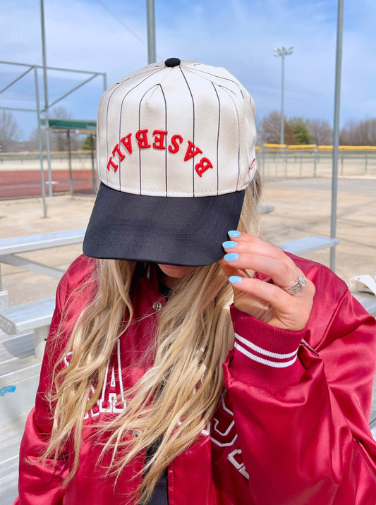 BASEBALL - Red on Black Stripe Vintage cap