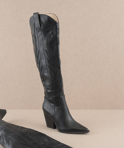 (Copy) The Bronco Black | Knee High Cowboy Western Boot