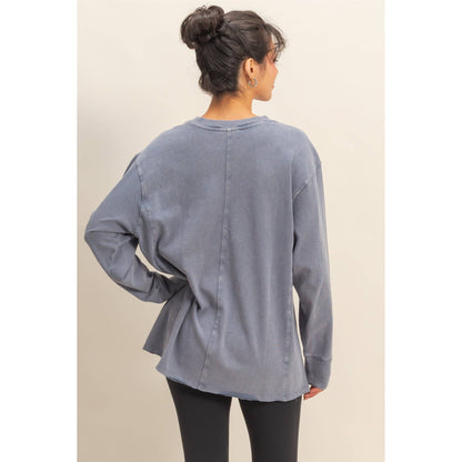 Mineral Washed Drop Shoulder Long Sleeve T-Shirt