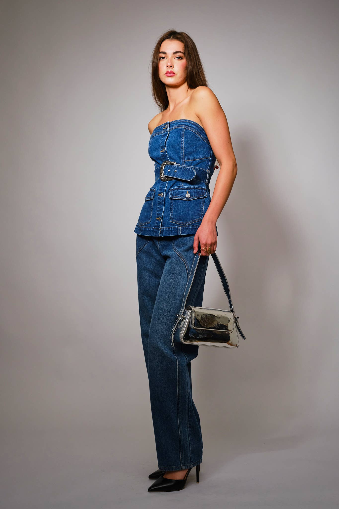 Denim Chic Buckle Top