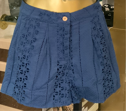 Star Cotton Eyelet Shorts With Pleat