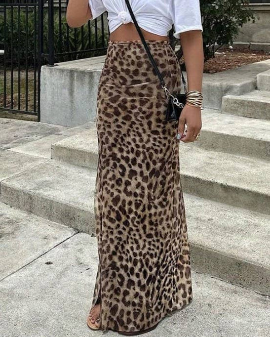 Leopard Print Y2K Skirt