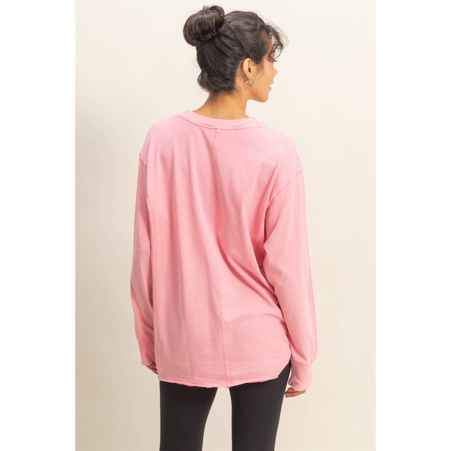 Mineral Washed Drop Shoulder Long Sleeve T-Shirt