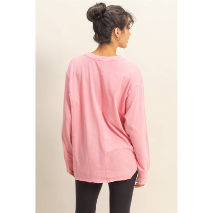 Mineral Washed Drop Shoulder Long Sleeve T-Shirt