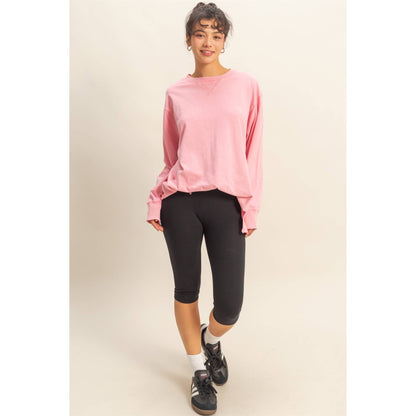 Mineral Washed Drop Shoulder Long Sleeve T-Shirt