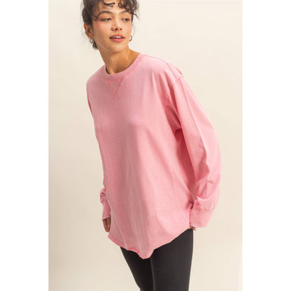 Mineral Washed Drop Shoulder Long Sleeve T-Shirt