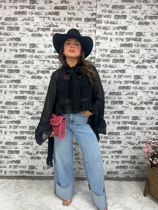 RUFFLED BLOUSE LONG
