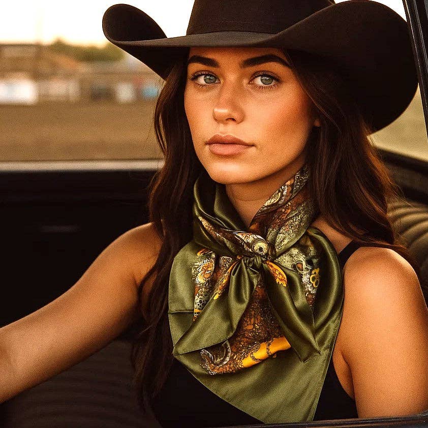 Olive Paisley Wild Rag