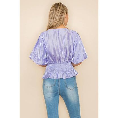 Lottie Balloon Sleeve Satin Blouse