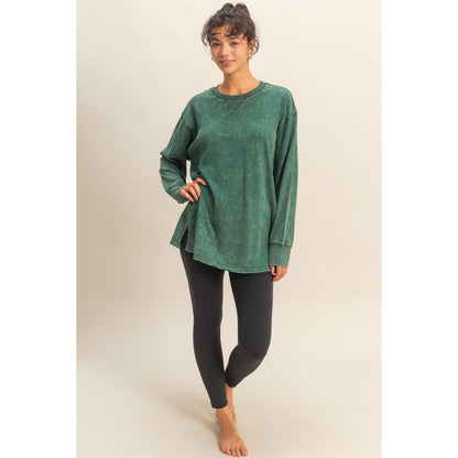 Mineral Washed Drop Shoulder Long Sleeve T-Shirt