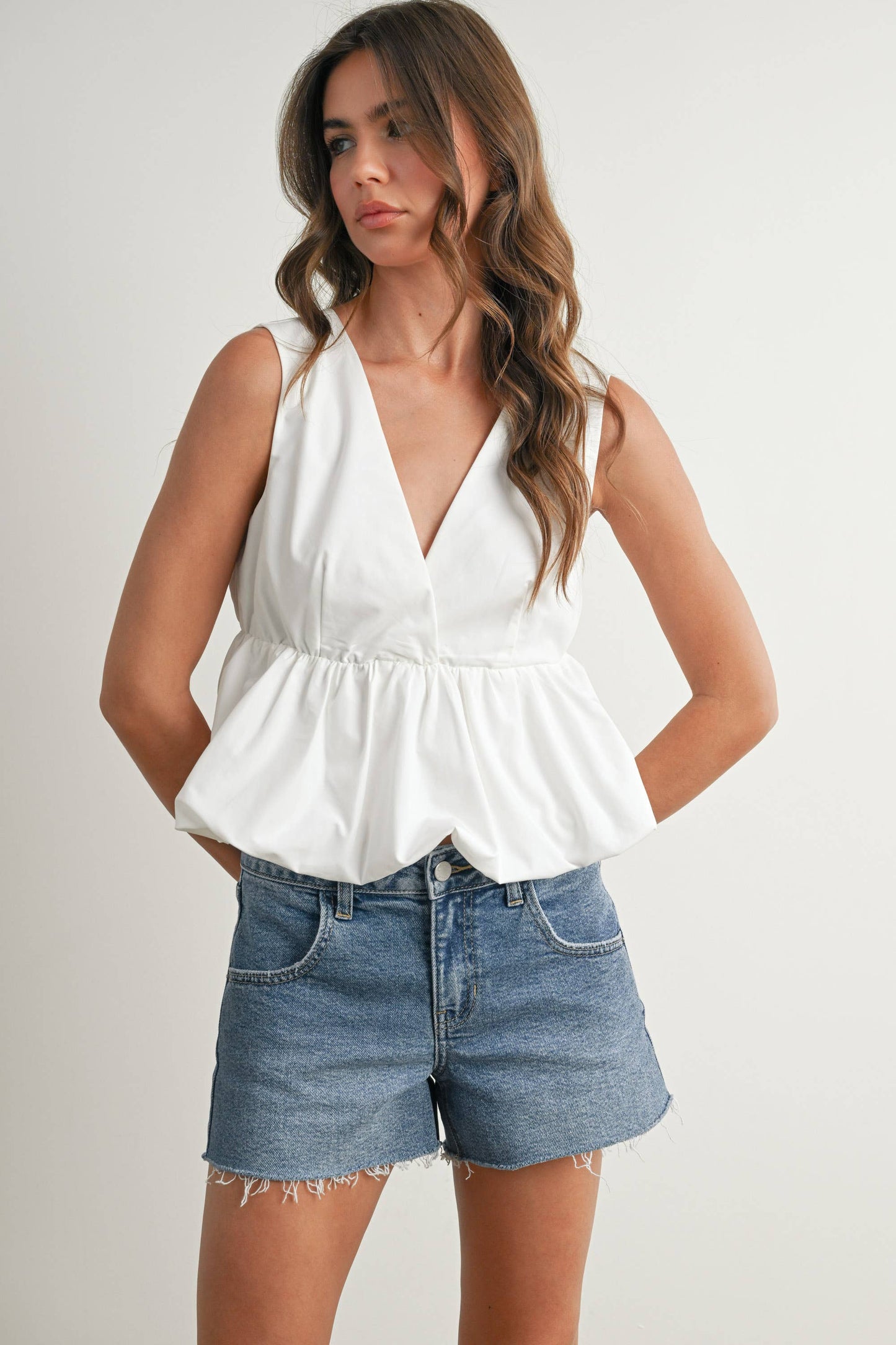 Bubble Hem Peplum Top