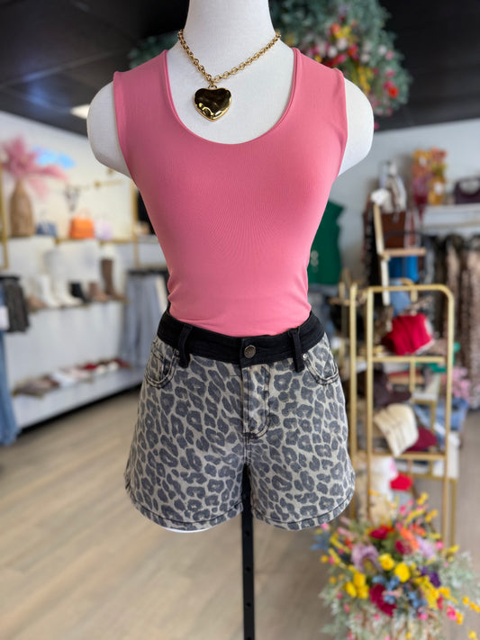 Hallie Leopard Shorts
