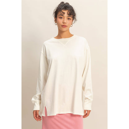 Mineral Washed Drop Shoulder Long Sleeve T-Shirt