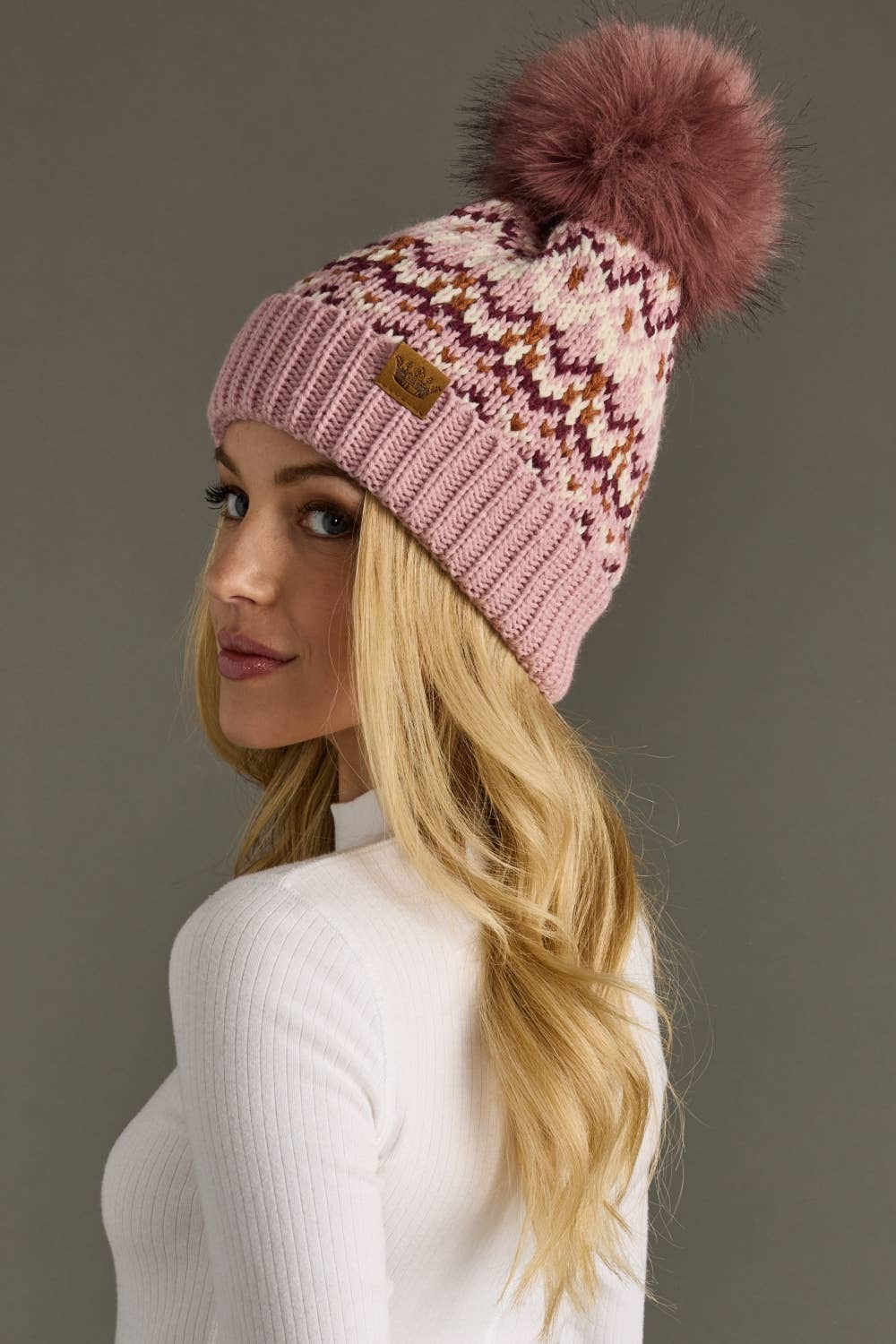 Pink Rust Pom Hat