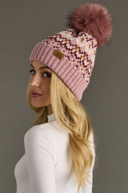 Pink Rust Pom Hat