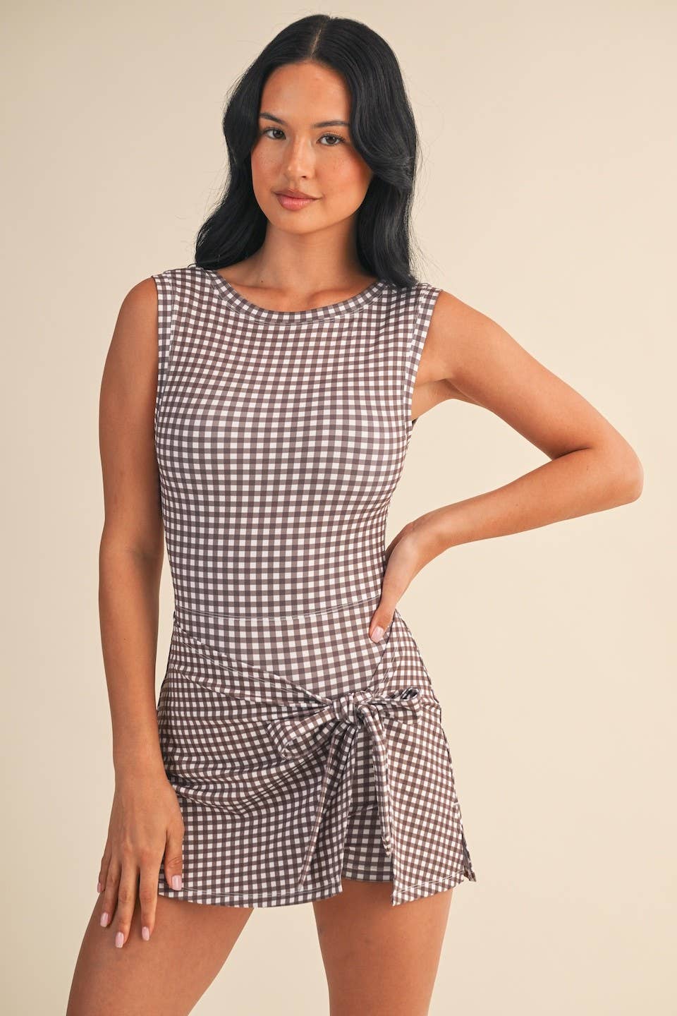 Gingham Print Sleeveless Dress
