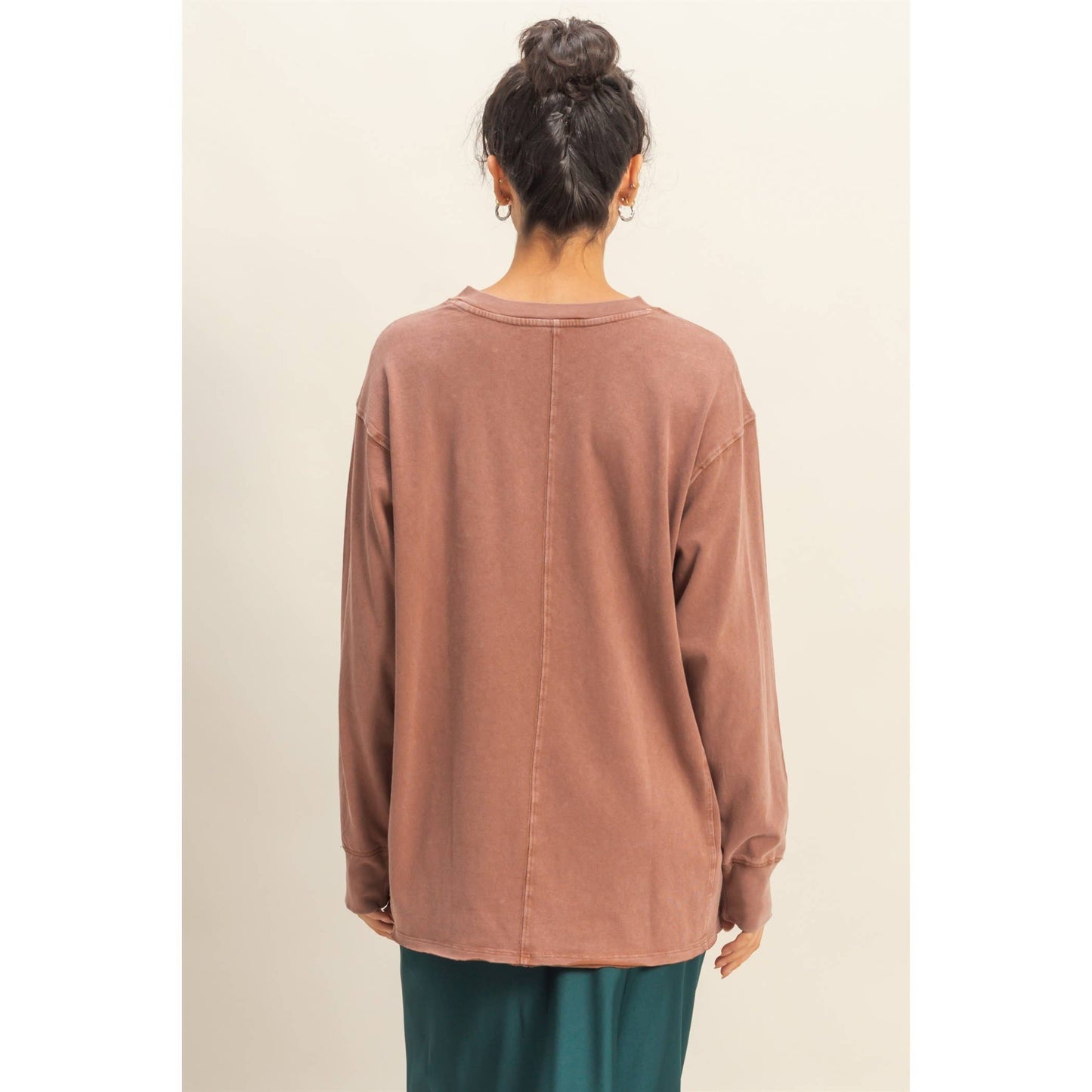 Mineral Washed Drop Shoulder Long Sleeve T-Shirt