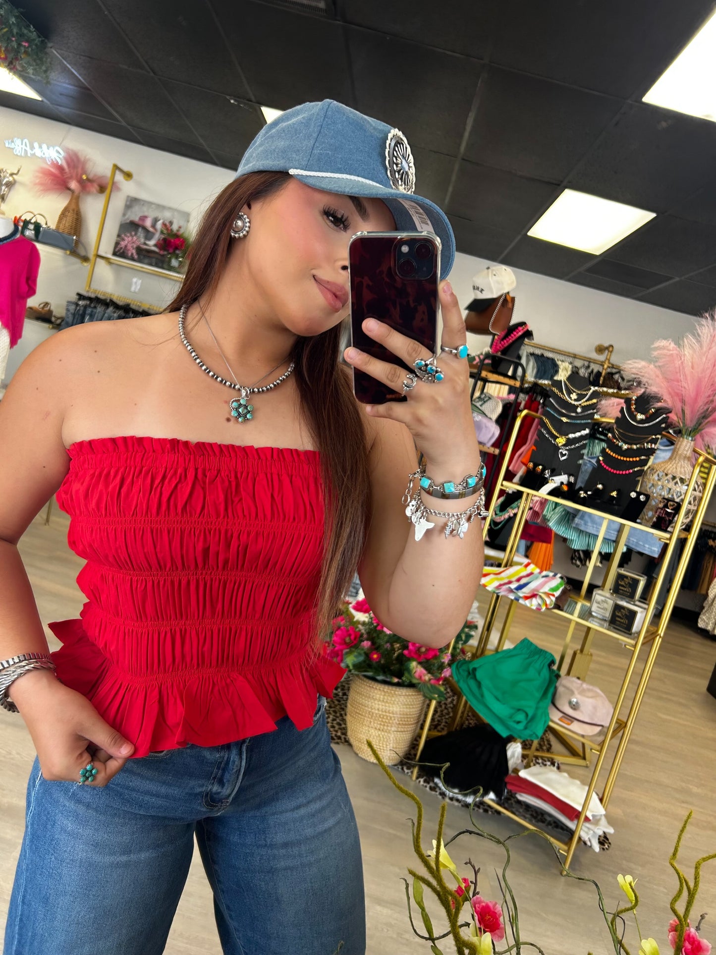 Smocked Ruffle Tube Top